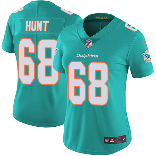 Nike Miami Dolphins #68 Robert Hunt Aqua Green Team Color Women Stitched NFL Vapor Untouchable Limited Jersey->women nfl jersey->Women Jersey
